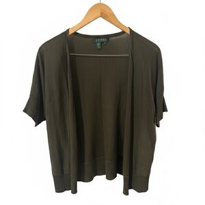 Lauren Ralph Lauren Olive Open Front Cardigan